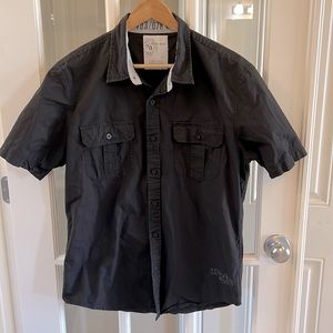 Calvin Klein 100% Cotton Button Shirt Black with functional pockets size Large